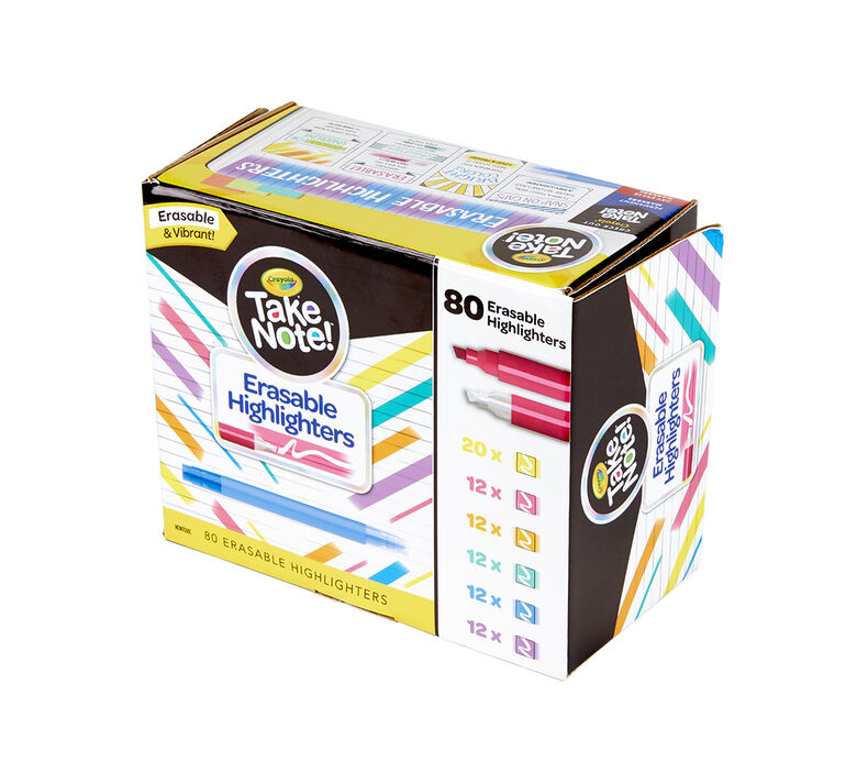 Take Note Erasable Highlighters Classpack, Bulk 80 Count